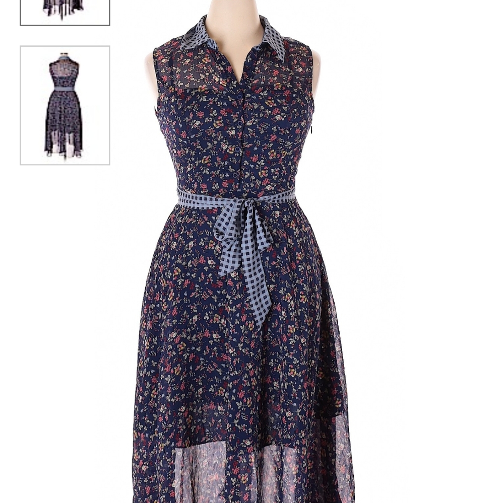Modcloth Liza luxe blue Floral belted dress